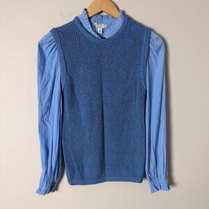 NWT Current Air Ruffled Vested Blue Top XS